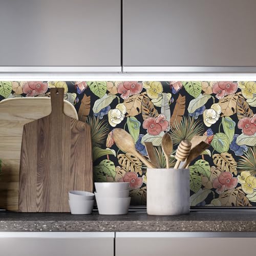 Papel pintado flores autoadhesivo impermeable para paredes dañadas 6