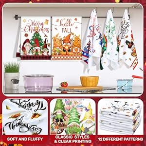 12 pcs seasonal kitchen towels set for all seasons st patricks day easter spring summer holiday hand dish drying tea towels cute dishcloths decorative wash cloths 213 x 142 inch  urban country home decor