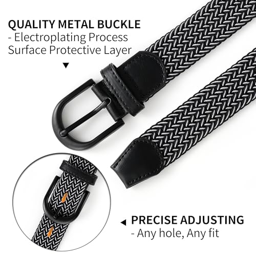 Image of Mile High Life | Braided Stretch Elastic Belts | Pin Oval Solid Black Belt Buckle | PU Loop End Tip Men /Women /Junior Belt