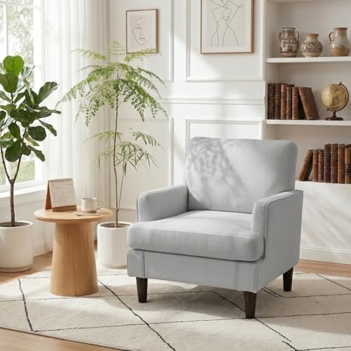 Sillón comodo tapizado Gris estructura madera miniatura 4
