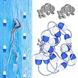 Pool Divider for Shallow and Deep End, 50 40 30 25 20 18 14 10 8m Pool Safety Rope with Floats, Stainless Steel Hooks and Wall Anchor Kits