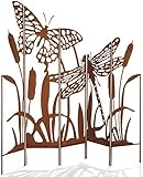 Kobolo Gartenstecker Schilf Gartenschild Beetstecker - Metall - Naturrost - 142x1x135 cm