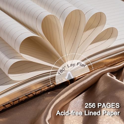 CAGIE Luxury Leather Journal for Women & Men, Brown A5 Hardcover Lined Notebook with Gold Edges, 100 GSM 256 Pages Vintage Writing Diary — view 4