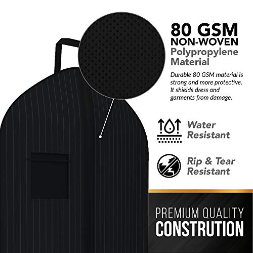 Black Pinstriped Suit Garment Travel Bags 3 Pack With ID Tag Window - 40" X 24"4