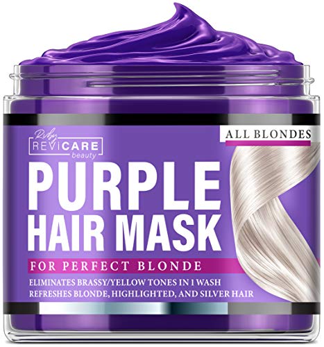 Purple Hair Mask - Made in USA Hair Toner w/Retinol, Avocado Oil & Silk Proteins for Blonde Hair, Ash & Platinum Hair - Greatly Lighten Brassy Hair and Condition Dry Damaged Hair - No Yellow Hues