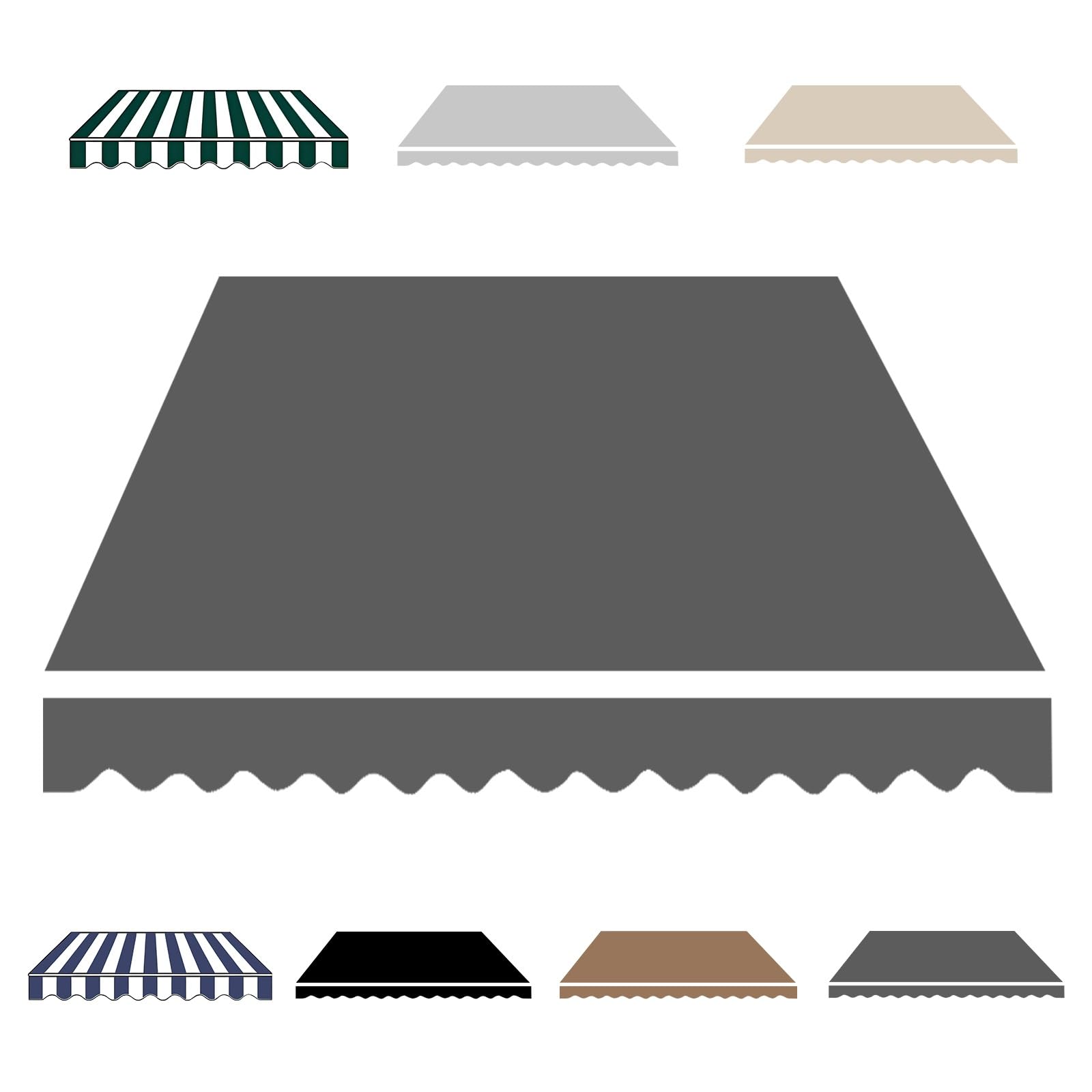 2.0m 2.5m 3.0m 3.6m 4m 5m Ersatzstoff für Terrassenmarkise, UV-Beständiger für Terrassen-Sonnenschirme Balkon Außenbereich Garten, Langlebige Markisen Ersatzstoff(Grau,400x200cm)