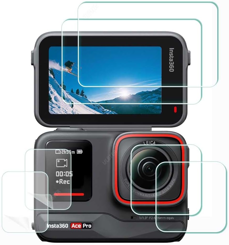 Lens Screen Protector for Insta360 Ace Pro 【Not for Insta360 Ace】 Camera [6 Pcs] insta 360 Ace Pro Tempered Glass 0.3mm 9H Hardness Anti-Scrach Anti-Bubble
