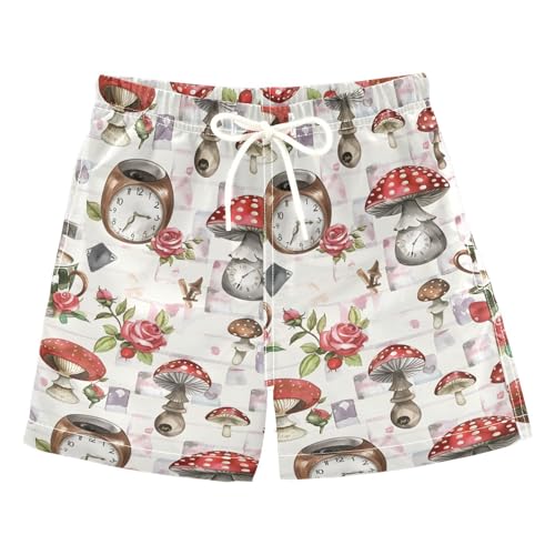 senya Watercolor Rose Mushrooms Boys Swim Trunks Toddler Shorts Swimwear Boardshorts