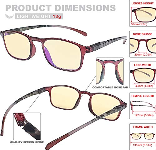 Image of Blue Light Blocking Glasses Square Lightweight Frame Computer /Reading /Gaming /TV /Phones glasses Women Men