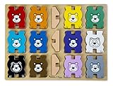 Melissa & Doug Bears Wooden Chunky Puzzle and Stacking Toy With Storage Tray (16 pcs)