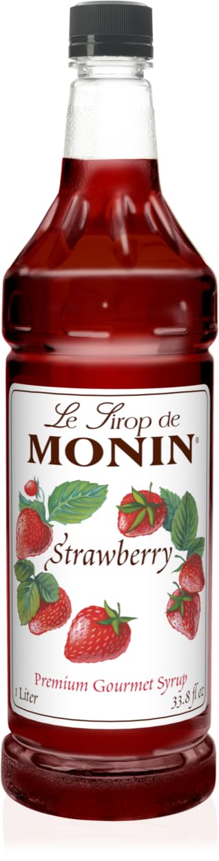Monin Flavored Syrup, Strawberry, 33.8-Ounce Plastic Bottle (1 liter)