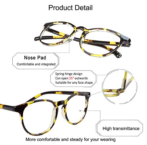 Image of YEIN Blue Light Blocking Glasses, Spring Hinge Photochromic Gray Sunglasses, Computer Reading Glasses, Gaming Glasses, TV Glasses for Women Men(Tortoise,+0.00 Magnification)