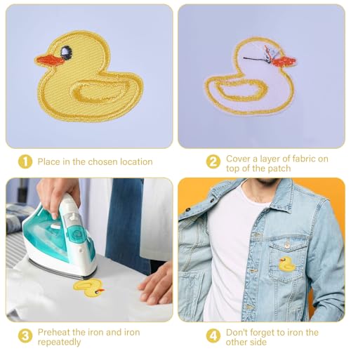 beinkmake 20Pcs Duck Iron on Patches Applique Cute Yellow Embroidered Patches Tiny Appliques Sticker Decorations for Clothes Jeans Dress Jackets DIY Sewing Bags - Image 2