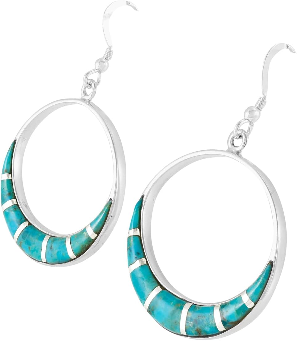 Turquoise Earrings in 925 Sterling Silver & Genuine Gemstones (Choose Color) - Image 4