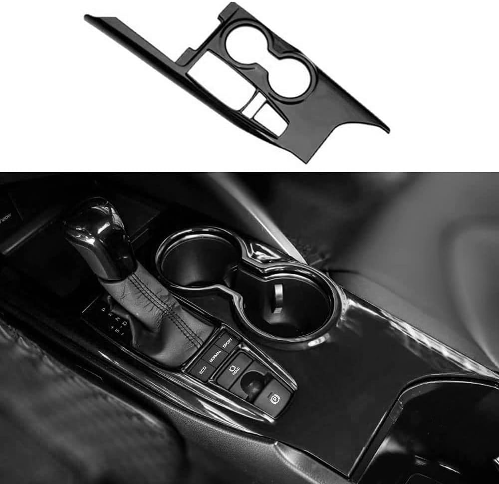 XITER 1Pcs Lacquer Black ABS Gear Shift Knob Console Panel Trims Cover Cup Holder Decor Sticker for Toyota Camry LE SE TRD SE 2018 2019 2020 2021 2022 2023 2024-Without Seat Heater Switch