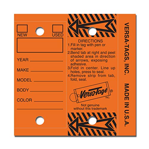Image of Versa-Tags 250 Per Box, Self-Protecting Paper Key Tags with Chrome-Plated Split Rings Perfect for Car Truck Or RV Dealers Orange