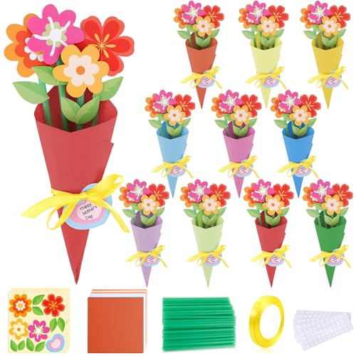 Activités de fête et d'école : lot de 32 bouquets de fleurs de fête des mères pour enfants