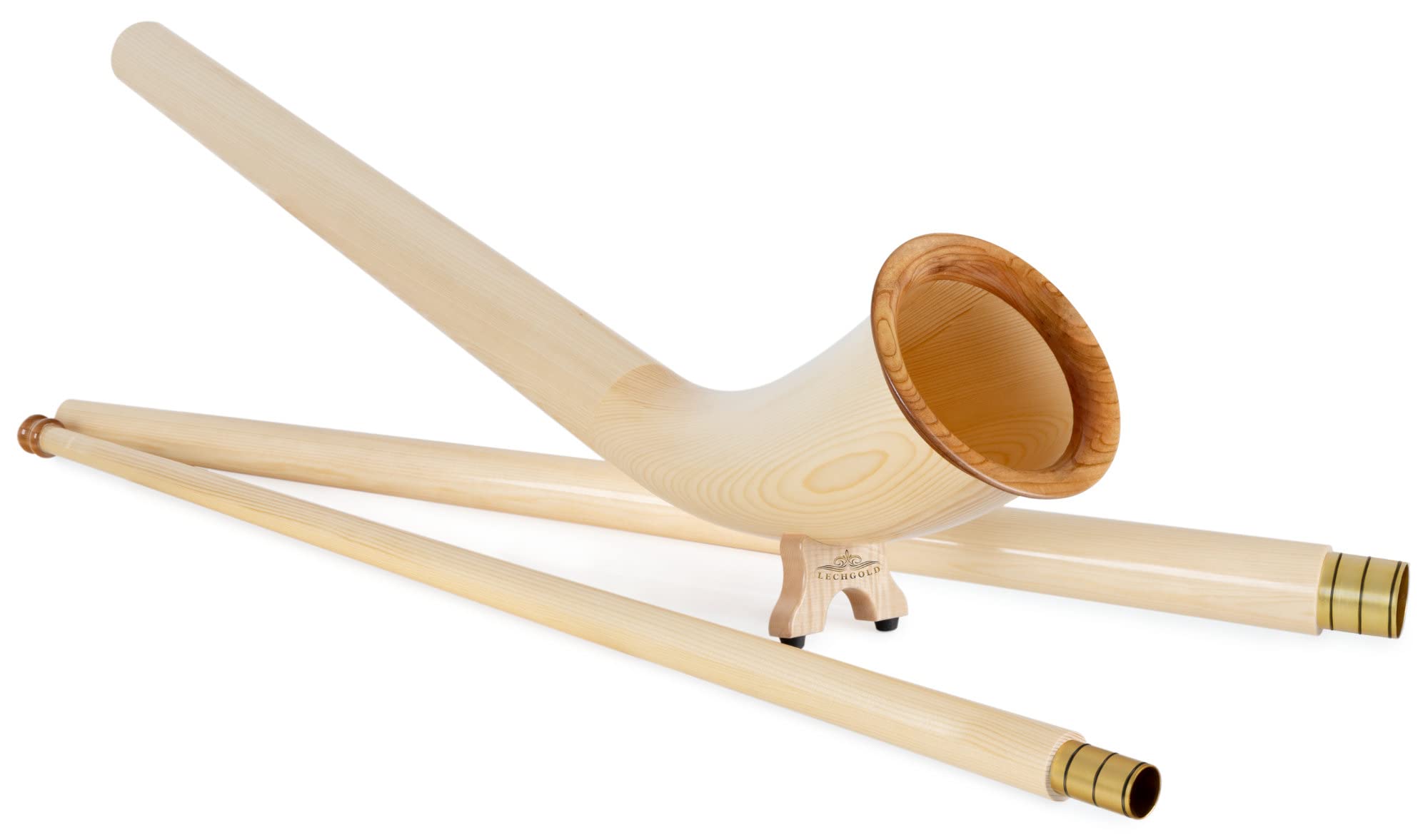 Alphorn Natur Fichte F (3-teilig, F-Stimmung, 360 cm, natur lackiert, 440 Hz, inkl. 19 mm Mundstück)