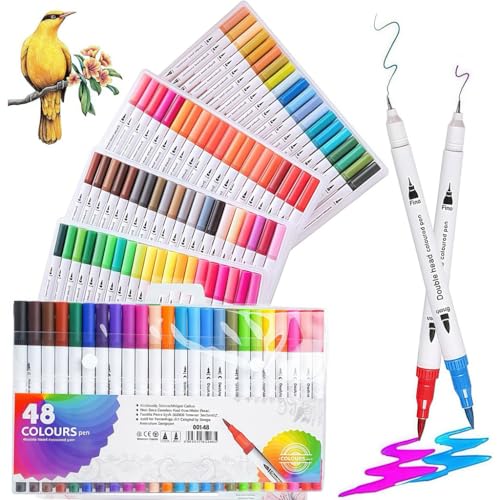 Kit Canetas Brush Pen e Ponta Fina Dual – Canetinhas Coloridas pa...