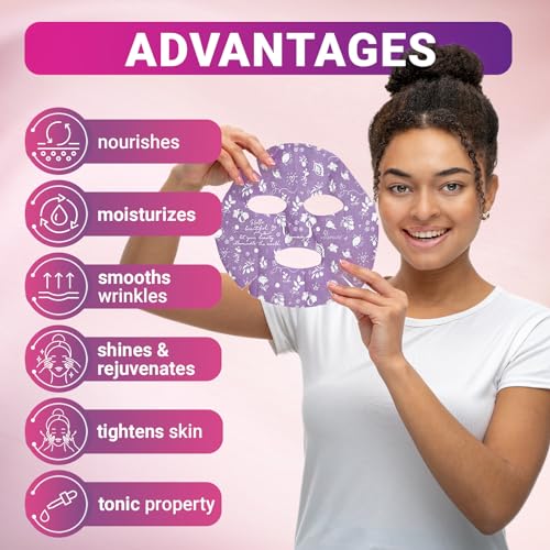 6 Pack of Sheet Face Masks Skincare - Collagen Face Mask Sheets with Hyaluronic Acid, Vitamin C, Snail Mucin - Facial Sheet Mask for Hydrating, Moisturizing, Rejuvenating - Image 4