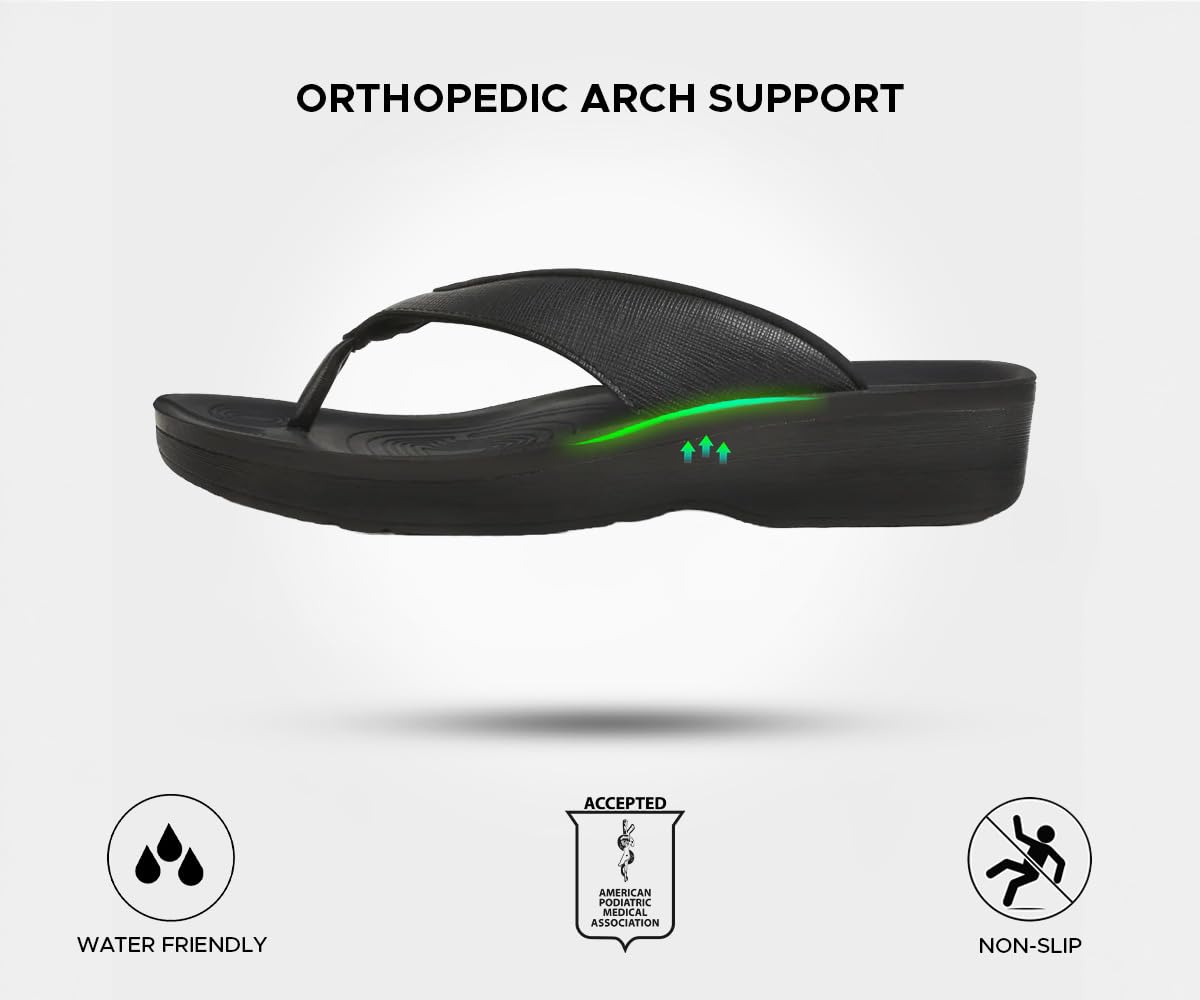 AEROTHOTIC Arch Support Flip Flops for women Stylish Cushioned Padded Straps with Soft Toe Post Slip on Footwear Dressy Travel Recovery Outdoor Comfortable Walking Women Sandals