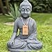 FABRIQ Buddha Statue 50 cm Schwarz-Grün – 26 kg – H:50 cm – Massiver Steinguss Wetterfest & frostfest bis −30 °C Gartendeko Premium