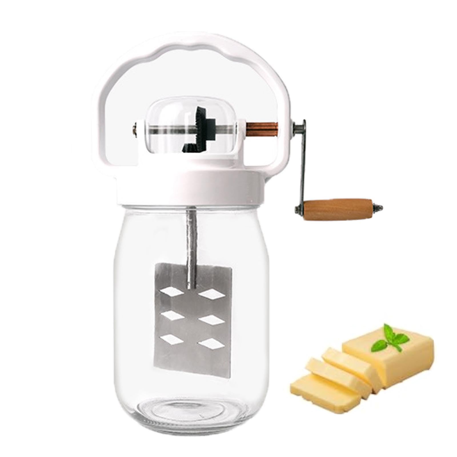 Generico Zangolatrice Manuale for Burro da 1,5 l - Zangolatrice a manovella con Manico in Legno, Macchina for Burro a manovella for Burro Fatto in casa, Cucina, Pasticceria