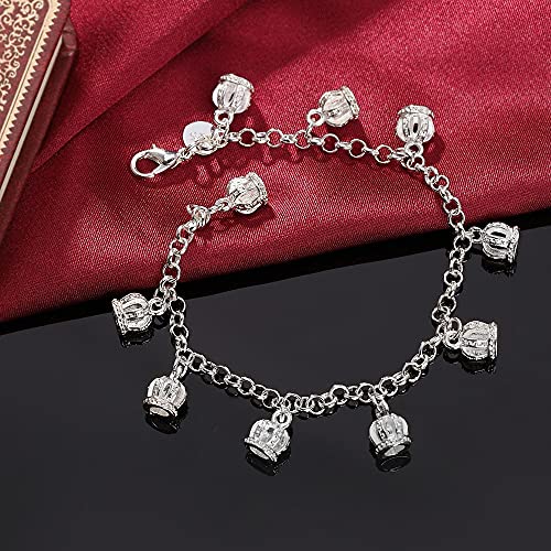 Chaîne à breloques à main avec pendentif couronne argent 925 - 2