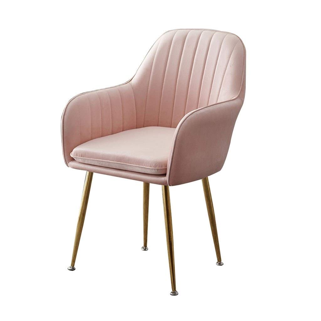 SJIALEN Soft Velvet Dining Chair,Plating Leg Backrest with armrests for Dining Room Hotel Office Lounge Chair Kitchen Chair (Color : Pink)