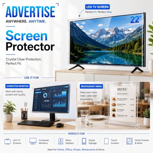 Image of ULTRAMAC 22 inch Vertical 3mm Acrylic TV Screen Guard | 9H Hardness | Scratch & Splash Resistant | ISO Certified Protection with Ultra HD Clarity