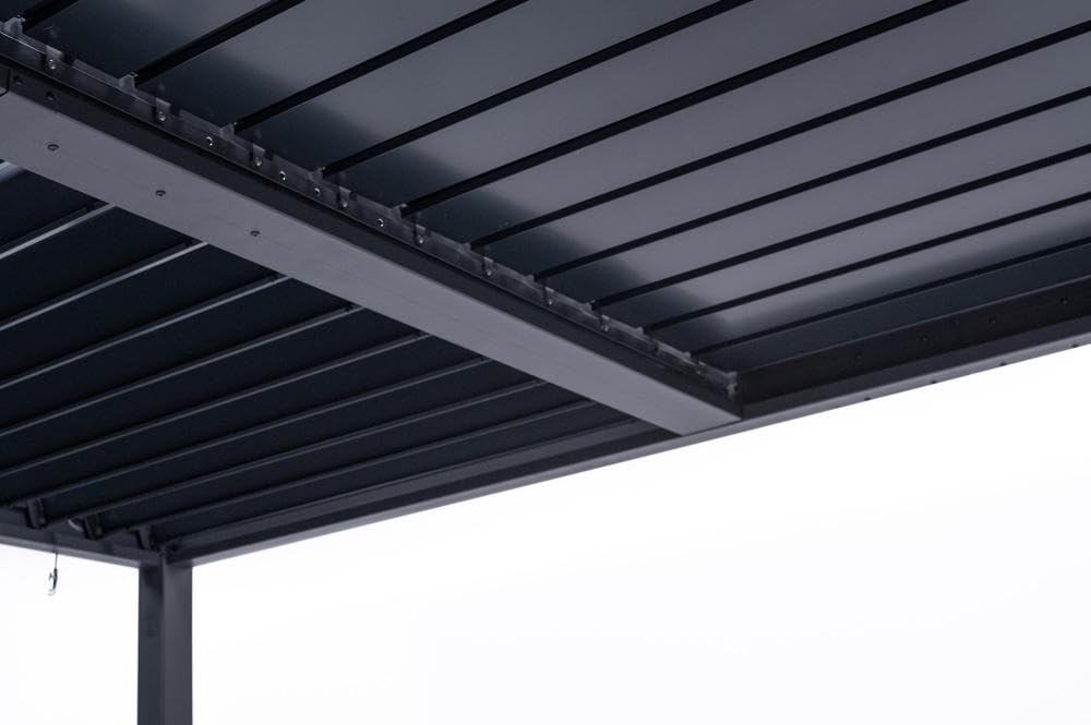 CAZEBOO Bioklimatische Pergola Piana 4x3m 12m² Anthrazitgrau Aluminium Freistehend - Pergola Garten mit Verstellbaren Lamellen 110° - Wetterfeste Terrassenüberdachung Stabil Windresistent