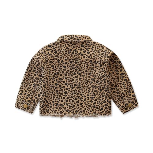 Children's Spring Denim Jacket Baby Girl's Leopard Print Single breasted Coat2