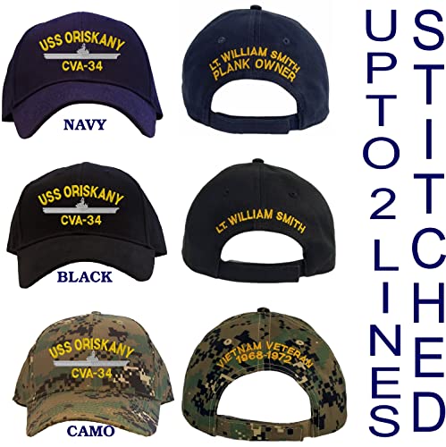 Gorra de béisbol bordada USS Oriskany CVA-34 azul marino miniatura 4
