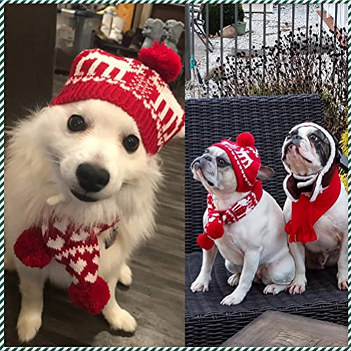 Dog Christmas Costume - Xmas Reindeer Scarf and Hat Set Party Accessories Knit for Pet Kitty, Small to Large (S) - Image 8