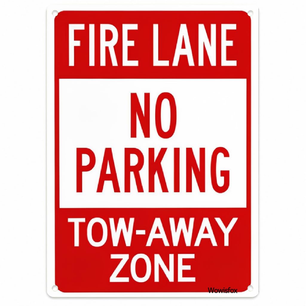Fire Lane No Parking Sign, 8 x 12 Inch Aluminum with Mounting Holes