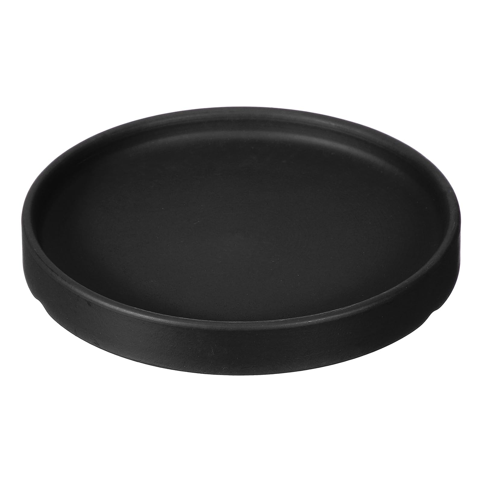 YELARXI 5.5 Inch Ceramic Plant Saucers, Round Flower Planter Water Trays Ceramic Plant Saucer Pot Tray -Fitting for (Outdoor/Indoors/Garden/Planting/Water/Flower/Coffee) Matte Black