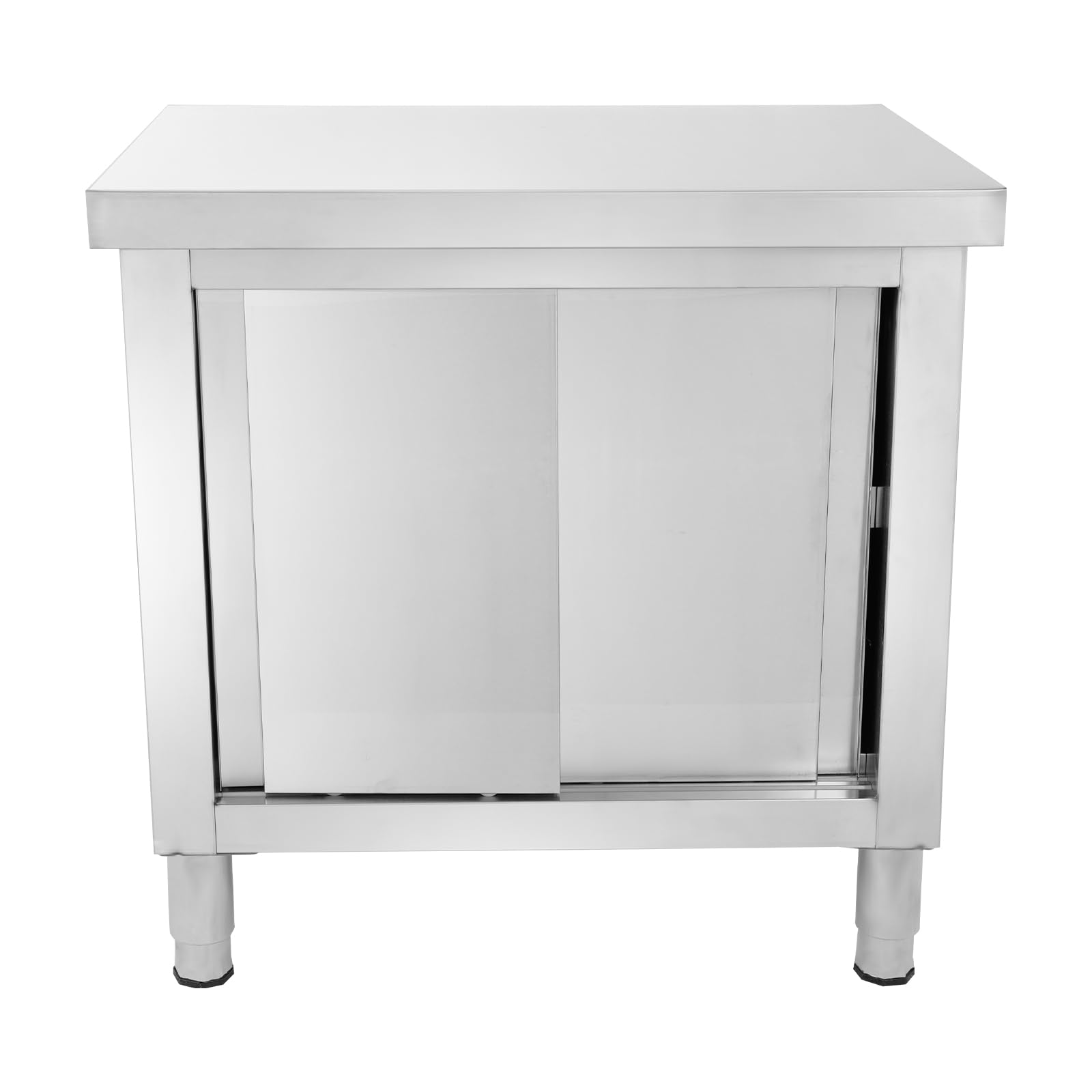 Stół roboczy ze stali nierdzewnej z drzwiami przesuwnymi, 80 x 60 x 80 cm, zewnętrzna szafka kuchenna, stół ze stali nierdzewnej, mobilny stół gastronomiczny z regałem i szufladami