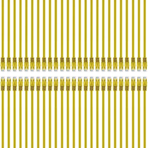 GearIT 50-Pack, Cat5e Ethernet Patch Cable 1 Foot - Snagless RJ45 Computer LAN Network Cord, Yellow - Compatible with 48 Port Switch POE Rackmount 48port Gigabit