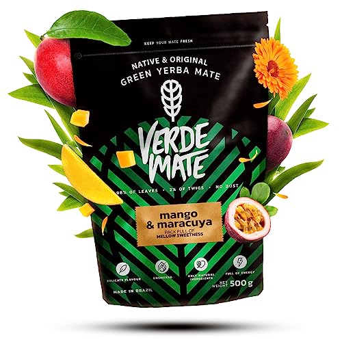 Verde Mate Green Mango & Maracuya 0,5kg | Früchte-Mate-Tee | Der exotische Geschmack des Mate Tees | Kraft der Erfrischung | Natürliche Anregung | Mate Tee aus Brasilien | 500 g
