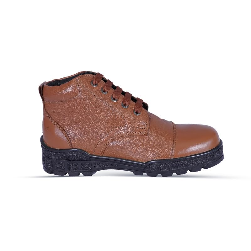 Image of Liberty Kulture Men's Ankle Leather Combat Boots for Police, Commando NCC, Military, Army, Comfortable Footbed | Memory Foam Insole (Available Size in 6 to 11 UK, Black /Tan Brown) CMD-01