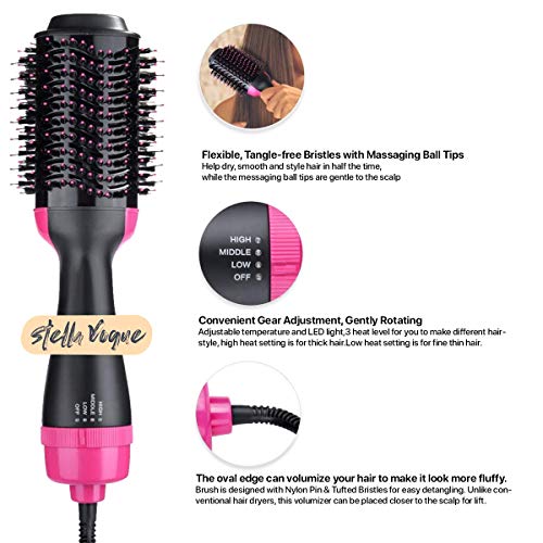 Escova secadora de cabelo, secador de cabelo 2 em 1 e volumizador de íons negativos para alisamento