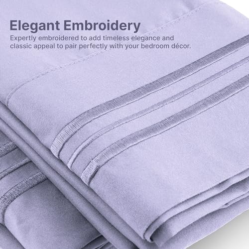 Extra Deep Full Sheet Set - 6 Piece Breathable & Cooling Sheets - Hotel Luxury Bed Sheets Set - Easy & Secure Fit - Soft, Wrinkle Free & Comfy Sheets Set - Lavender Sheet Set w/Extra Deep Pockets - 7