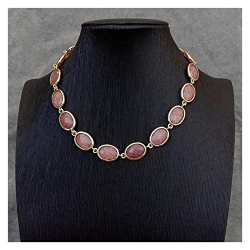 Collar de moscovita natural, conjunto de bisel facetado de forma ovalada, joyería for mujer, regalo de cumpleaños FUzEgRdLI