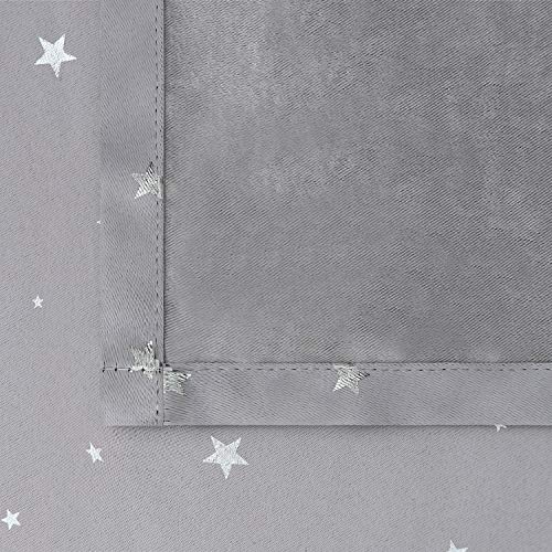 BGment Light Grey Star Blackout Curtains for Kid's Bedroom - Grommet Thermal Insulated Room Darkening Printed Curtains for Living Room, Set of 2 Panels (42 x 54 Inch, Light Grey)