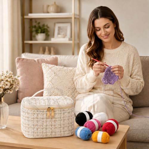 Image of KRENZ 59 Pcs Crochet Kit Set for Beginner Adults Kids Starter Kit Crochet Needles Set Crochet Kit Include 6 Yarn Crochet Hooks Stitch Markers Storage Bag All in One Crochet Hook Set with Crochet Yarn
