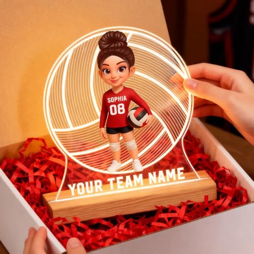Lámpara de Mesa de Noche LED Personalizada con Ilusión 3D de Vóley miniatura 5