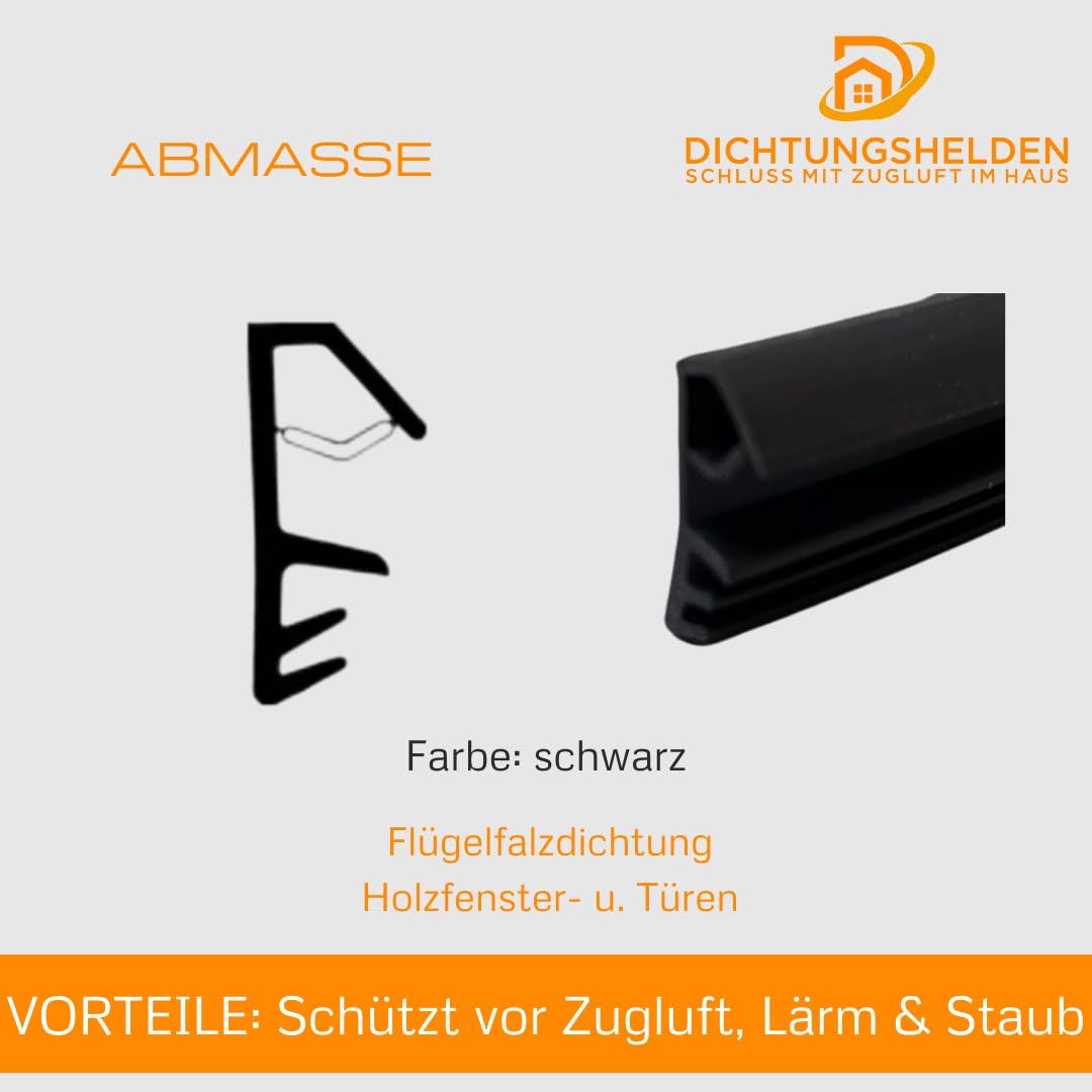 Premium Sash Fold Seal for Wooden Windows and Doors - 5 Metres - Colour: Black - Image 4