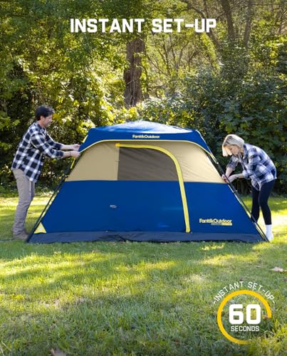 Image of FanttikOutdoor Camping Tent 4 /6 /8 /10 Person Instant Cabin Tent Setup in 60 Seconds with Rainfly & Windproof Portable with Carry Bag for Family Camping & Hiking, Upgraded Ventilation, Navy Blue