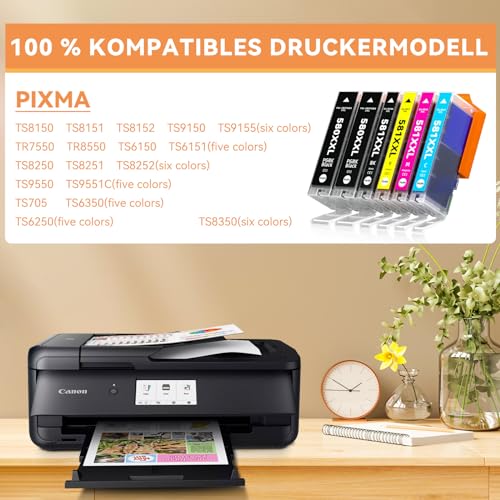 Osinkjet PGI-580 CLI-581 XXL Patronen Kompatibel für Canon TR8550 Druckerpatronen, 580 581 Multipack für Canon Pixma TR7550 TR8500 TS705 TS6350 TS8350 TS8250 TS6150 TS9550 TS6151 (2PGBK BK C M Y)