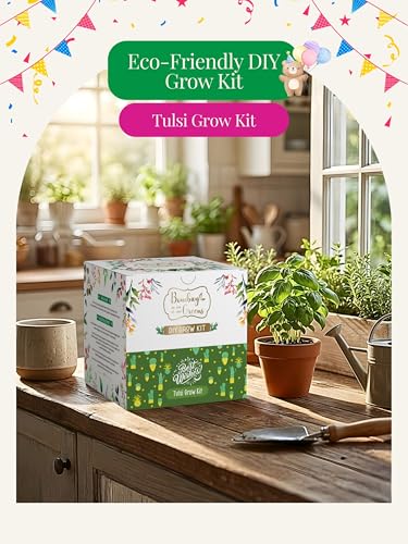 Image of Tulsi Gardening Kit | Pack of 6 DIY Grow Kit and 6 Gifts Bags for Home Garden | Combo for Gardening | Grow Your Own - Birthday Return Gifts for Plant Lovers